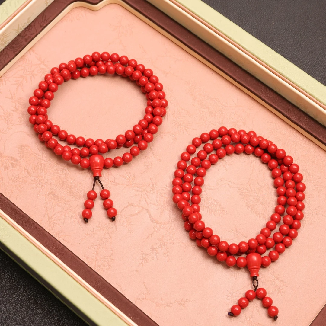 含辰砂工艺品朱砂圆珠项链-多样性发其一