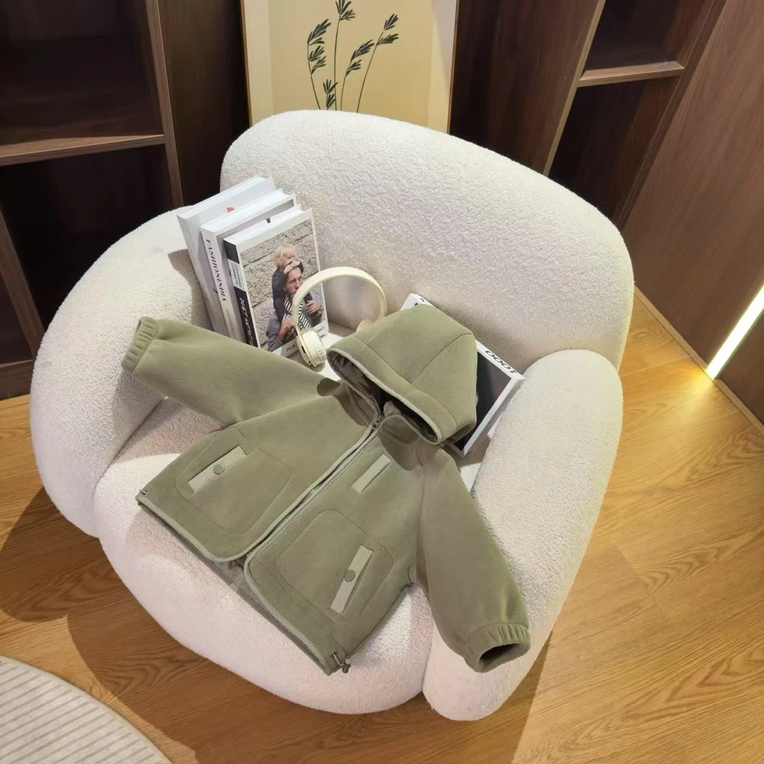 【早春】儿童抓绒休闲外套男女宝奥粒绒早春保暖双面加密奥粒绒