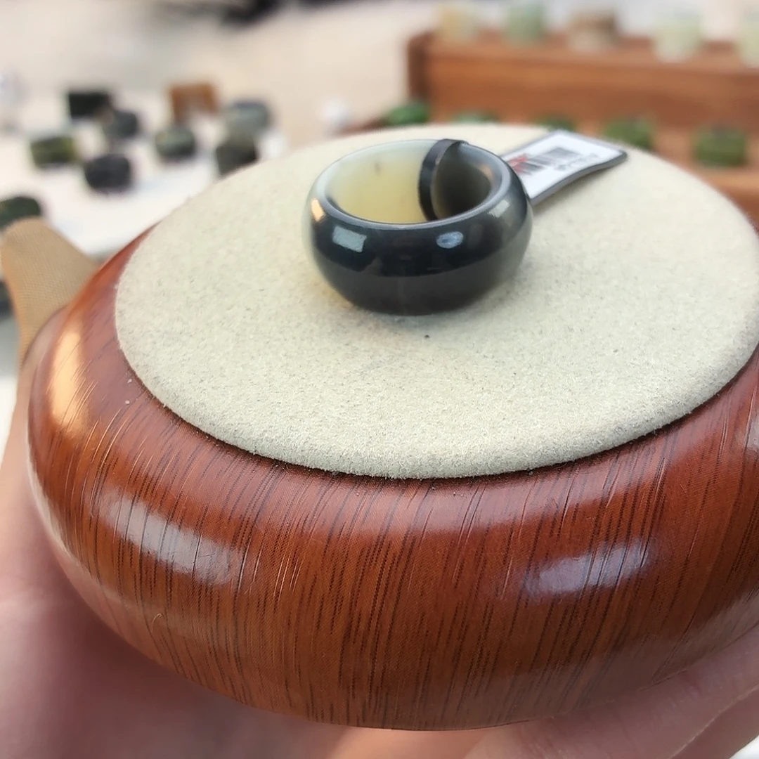 和田玉未镶嵌戒指青花轮胎17.05mmj88