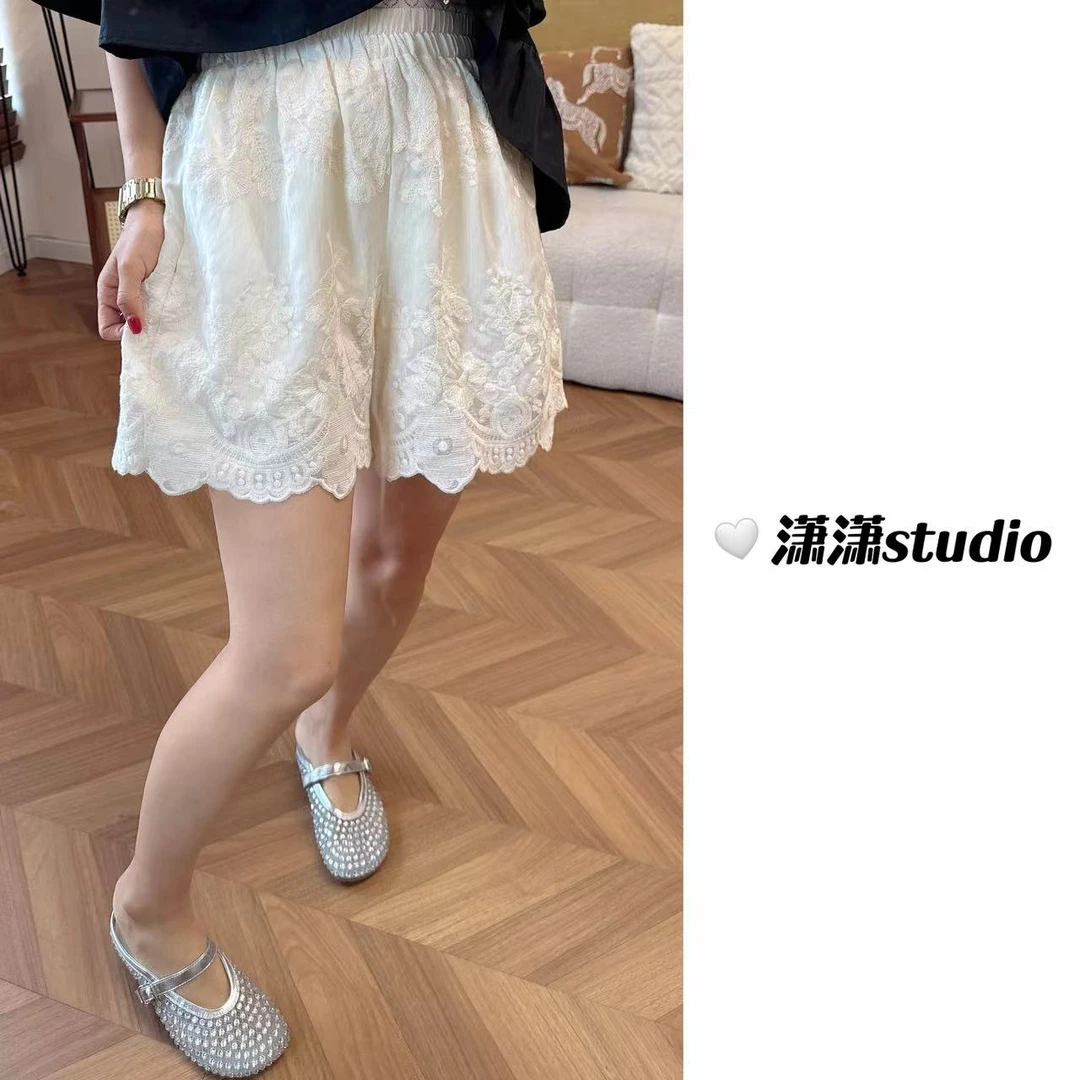 【仙女短裤】【高级感十足】潇潇定制超软刺绣全松紧腰百搭短裤XS2406