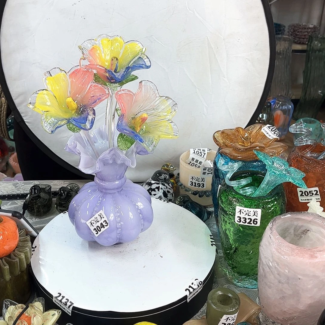 3花1瓶 家悦琉璃工艺品不完美