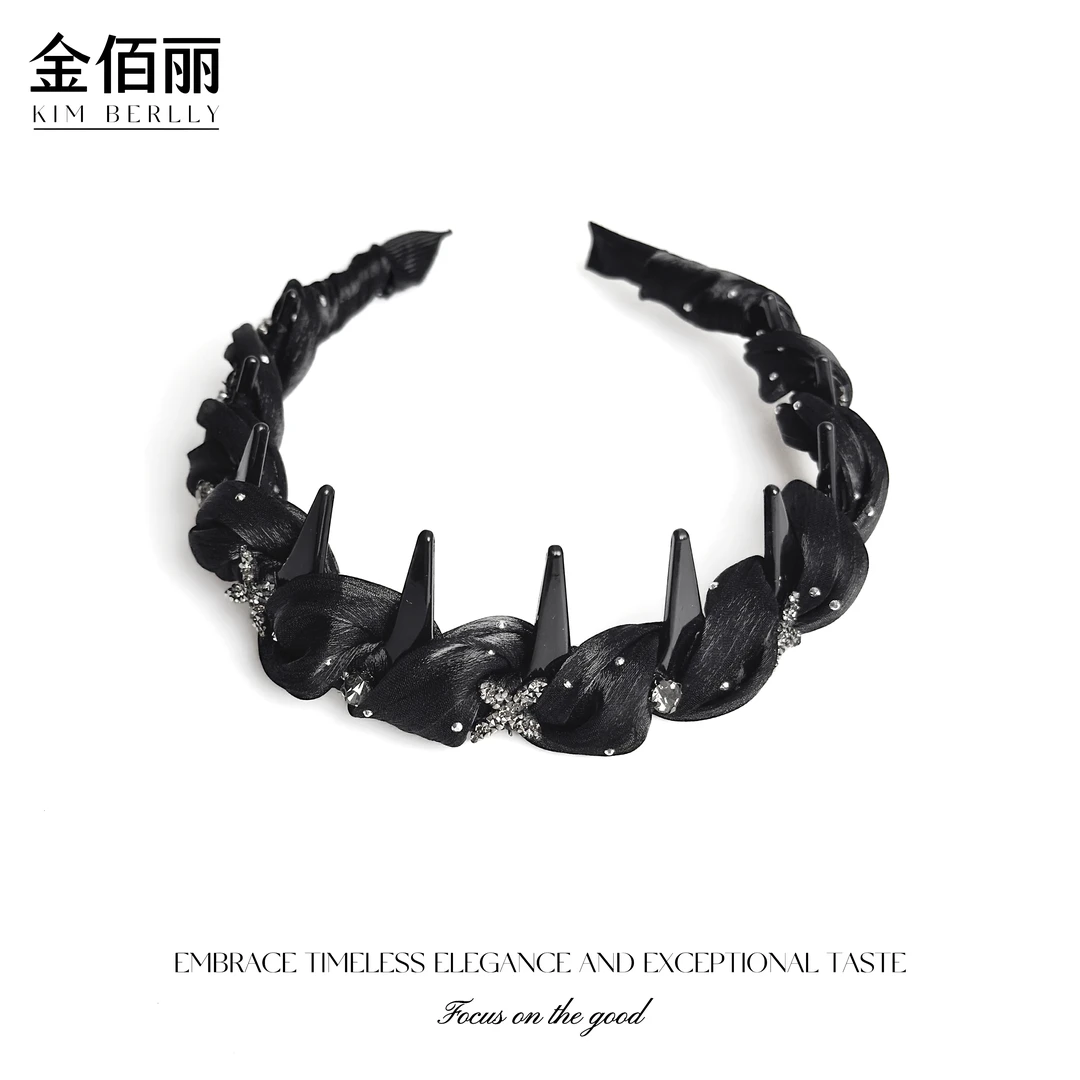 【星星流年】秋季新款气质法式简约百搭黑色编织小香风颅顶增高发箍