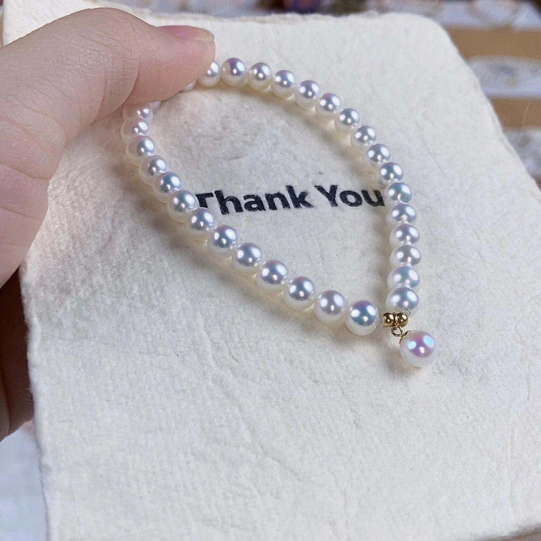 手绳淡水珍珠18K金镶嵌