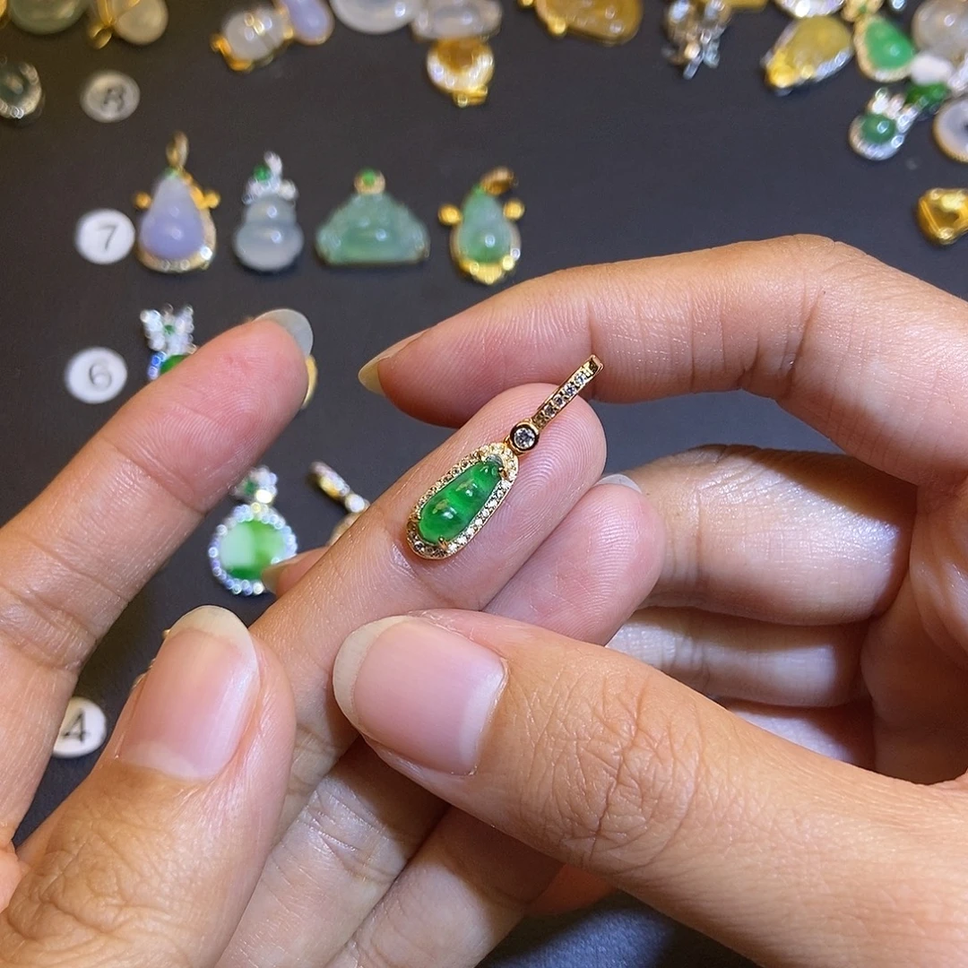 翡翠银S925镶嵌吊坠(不含链)