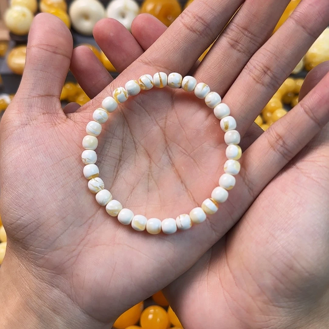 未镶嵌琥珀珠宝奇石6.5mm同料