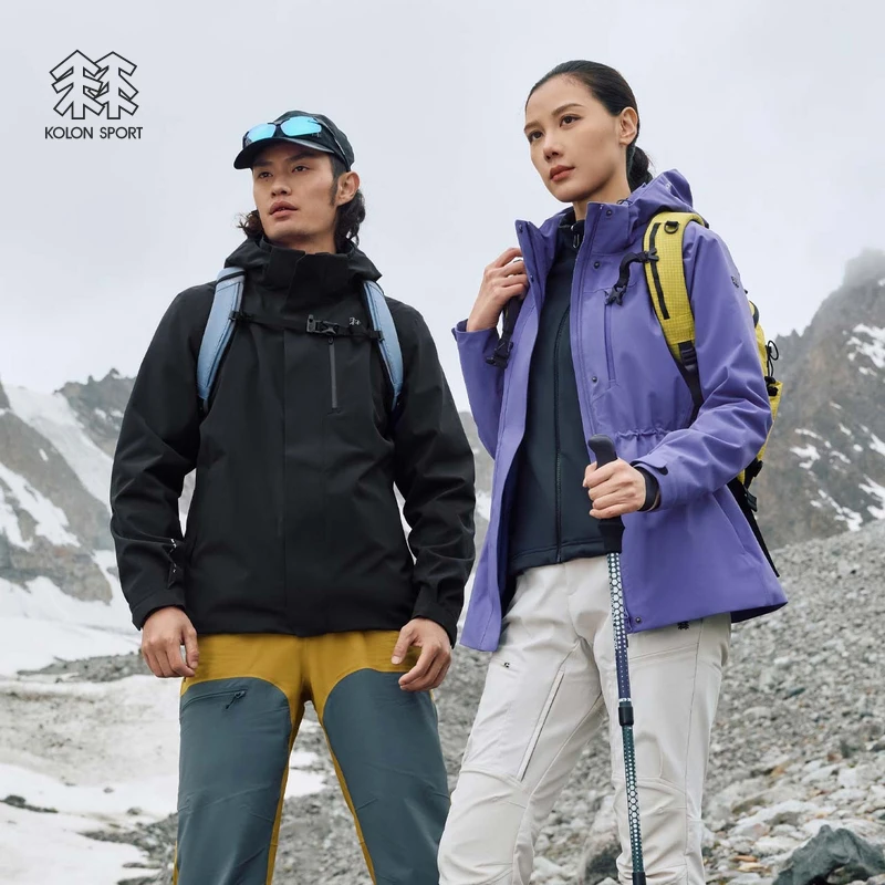 KOLON SPORT可隆冲锋衣2级防泼水防风男女软壳内胆三合一夹克
