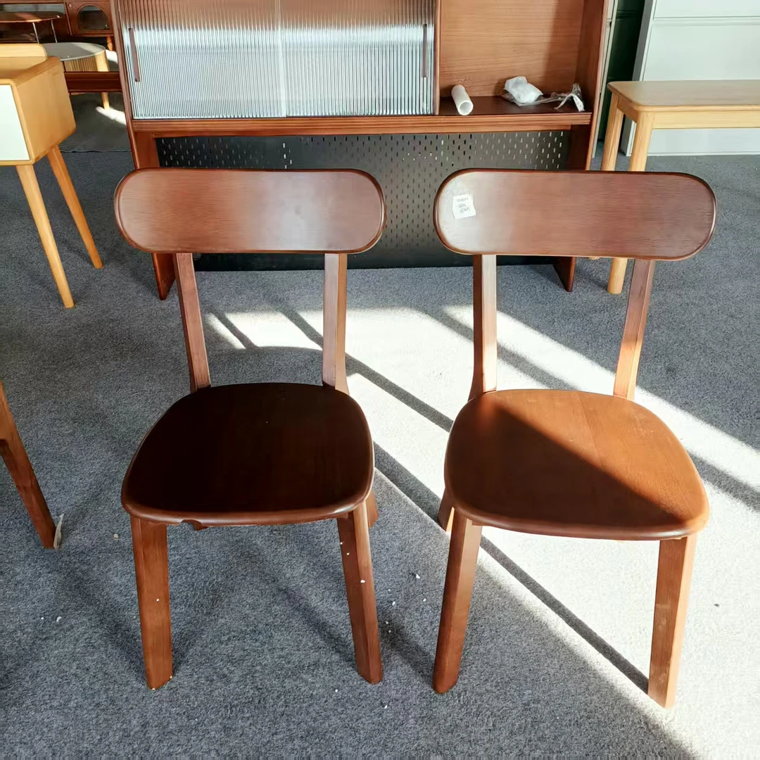 一拍两把样品瑕疵款橡胶木胡桃色木面餐椅