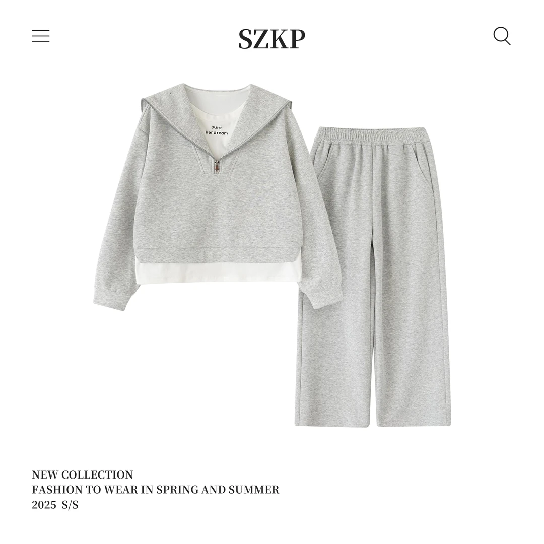 SZKP假两件上衣直筒裤两件套女童春季儿童时尚休闲套装YNTC550727