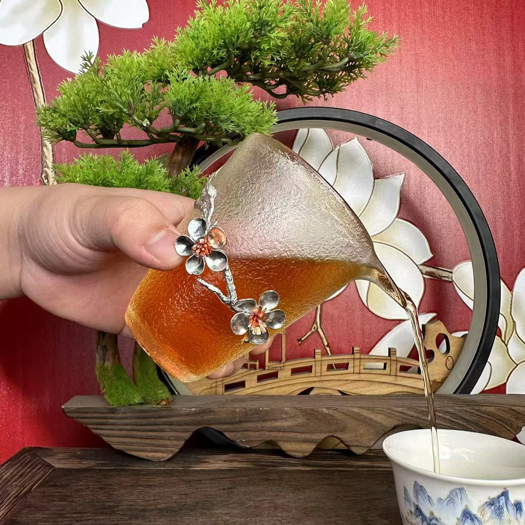 玻璃-轻奢 水晶梅花捏花公道杯ZH483网红轻奢