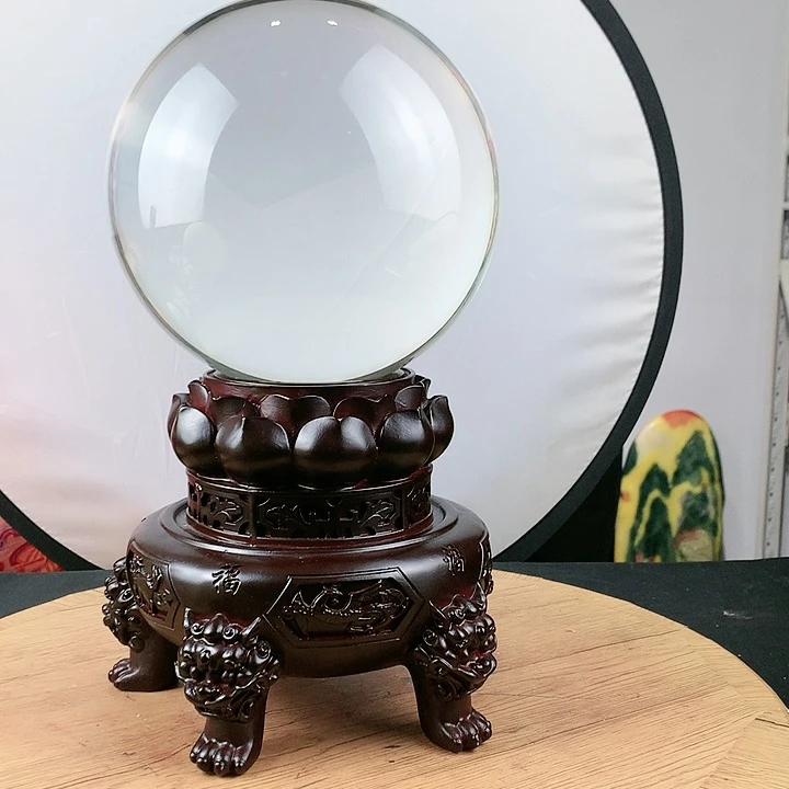 石材白水晶球直径20带高档底座