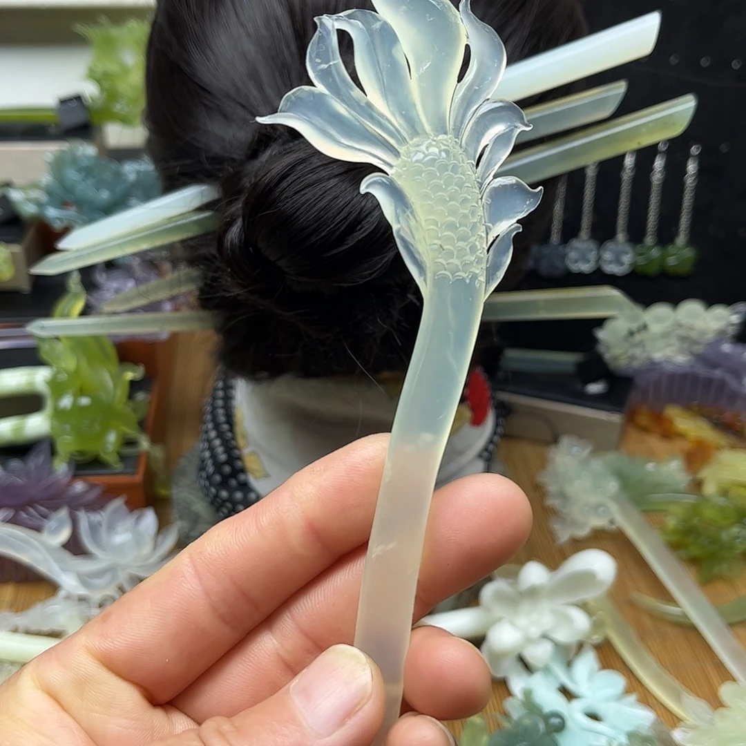非金属天然岫玉发簪