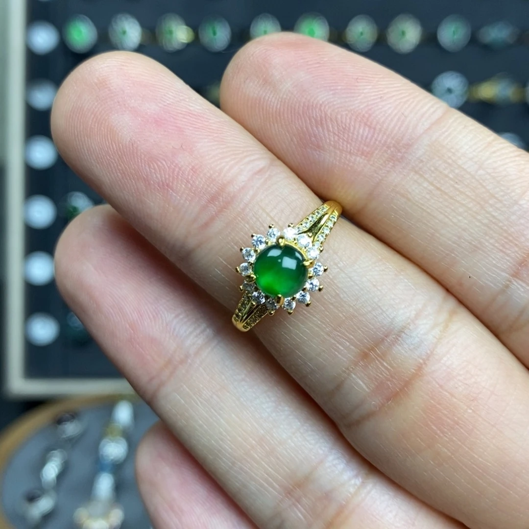 翡翠戒指银S925镶嵌