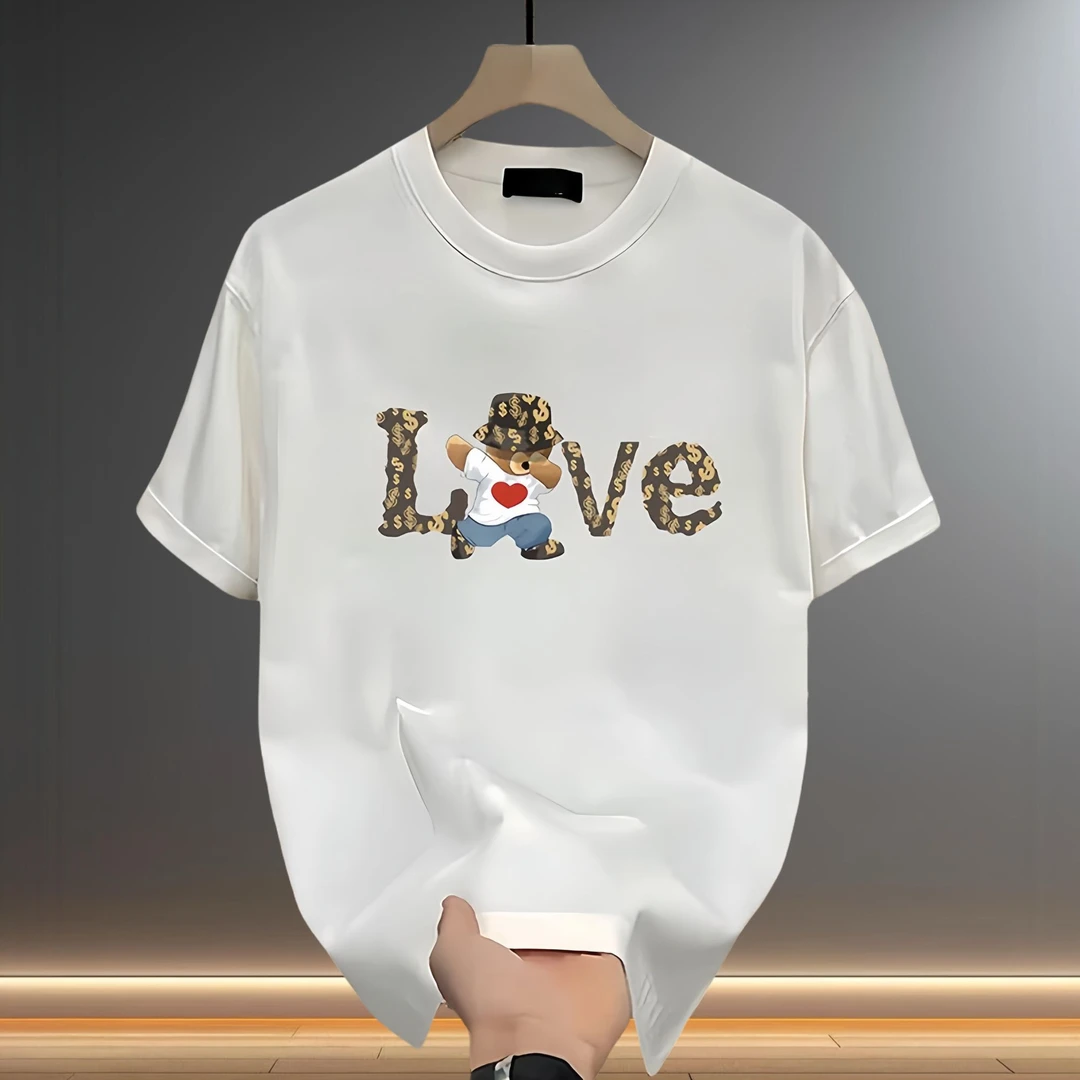 短袖男款爆款新款纯棉短袖T恤创意LOVE印花潮流内搭打底衫男士