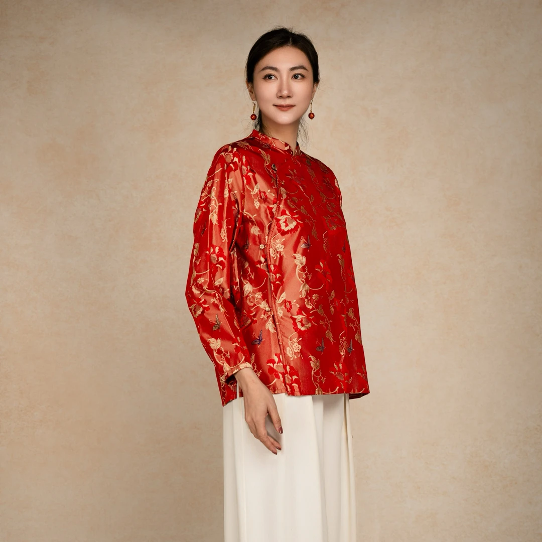 【栖香锦】“庄生晓梦迷蝴蝶，望帝春心托杜鹃”设计师款 妆花罗 上衣