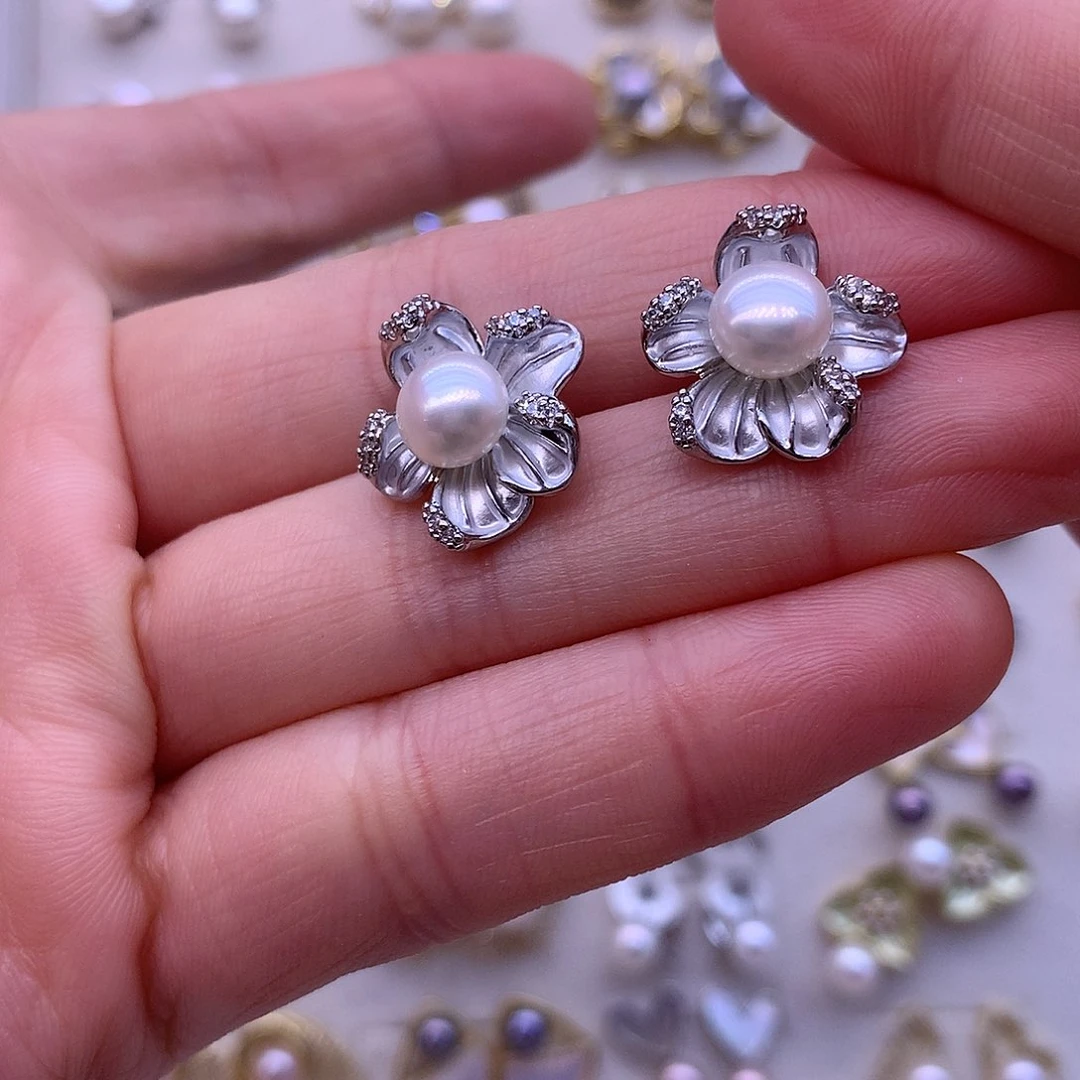 淡水珍珠耳饰合金