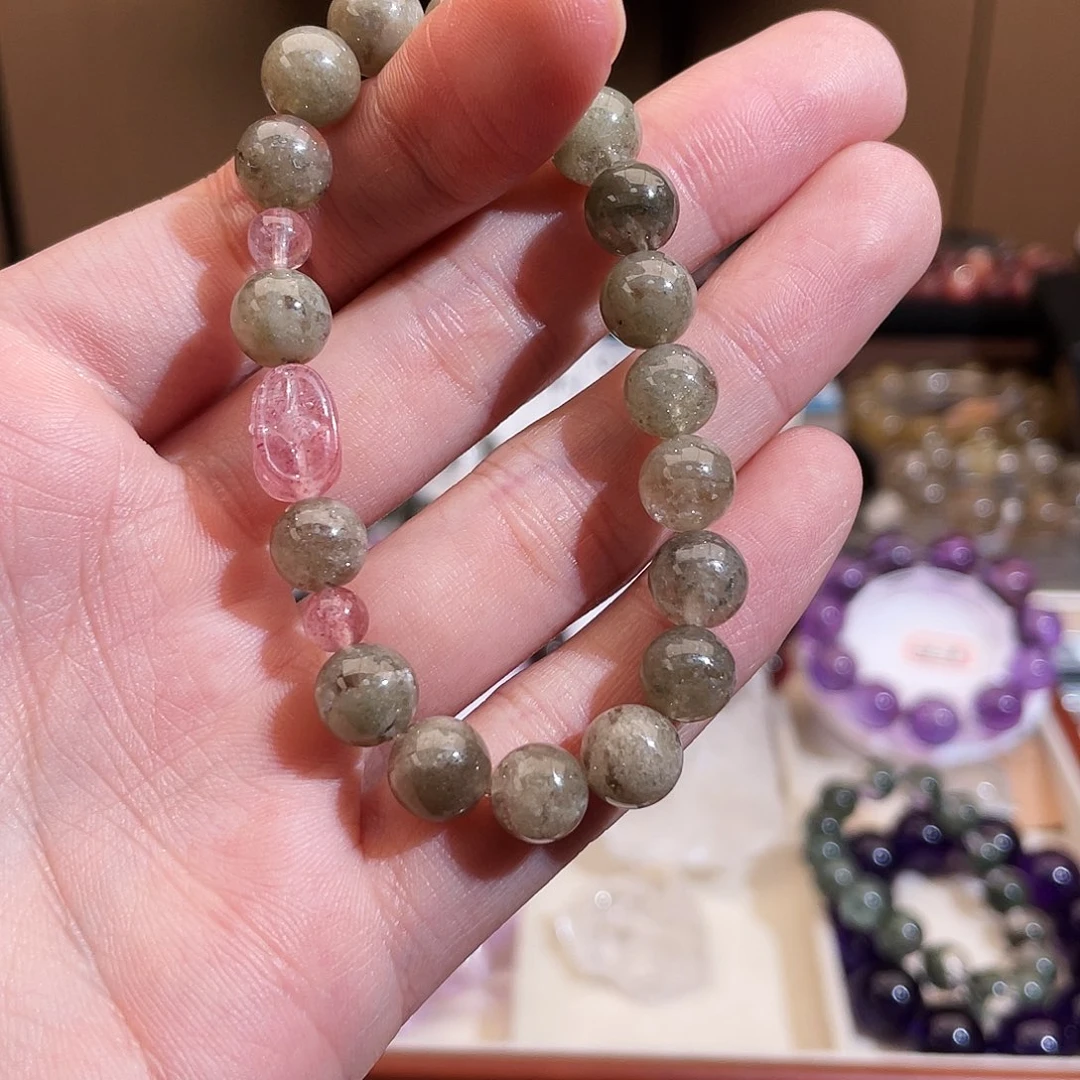 手串水晶未镶嵌抹茶幽灵草莓晶貔恘9m