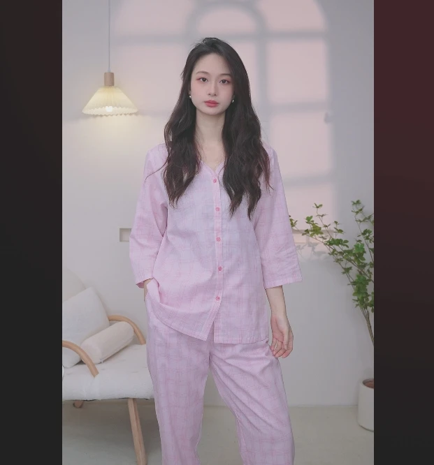 睡衣女士夏季薄款纯棉七分袖长裤2025新款夏天家居服套装舒适