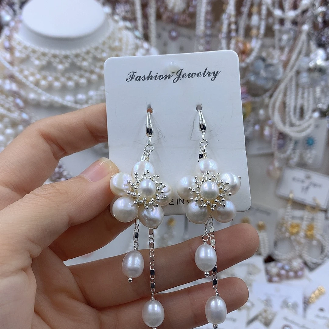 项链耳饰淡水珍珠银S925镶嵌