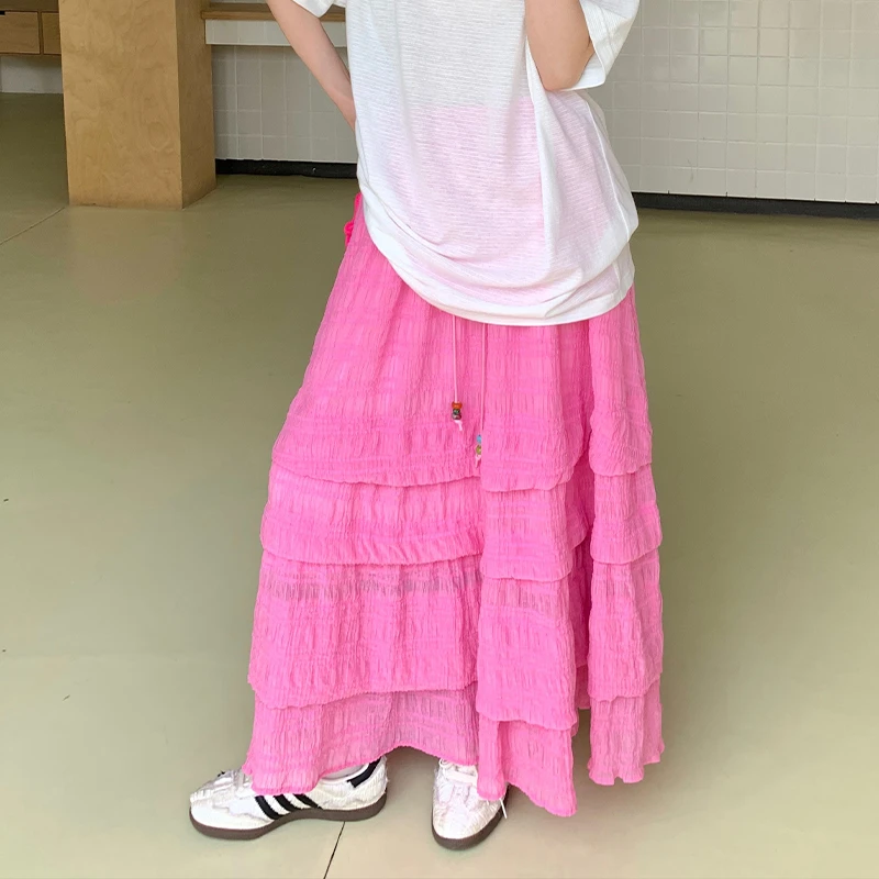 【YANAG】新品25春夏贝壳珊瑚珠装饰层叠半裙女