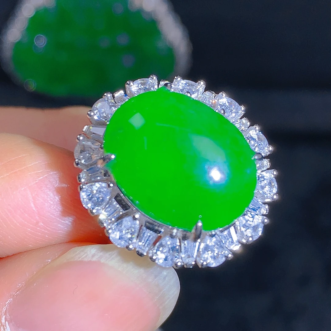 翡翠颈饰银S925镶嵌吊坠