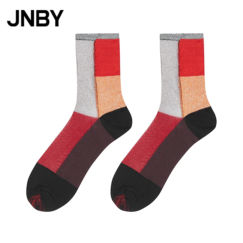 JNBY/江南布衣春夏袜子多彩拼色中筒袜彩色设计感潮流7P2N14880