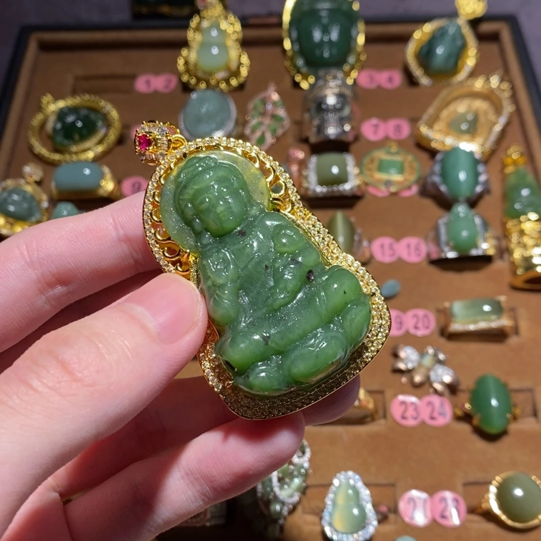 我***大和田玉（碧玉）未镶嵌戒指