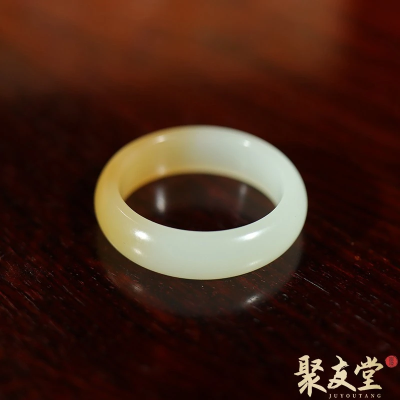 聚友堂王伟玉雕19内径20号新疆和田玉且末糖戒指金糖色戒圈576
