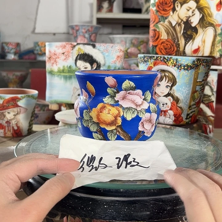 景德镇手绘花盆性价比超高的直播间