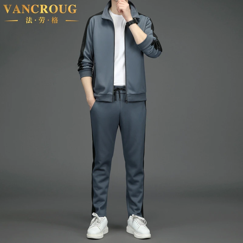 VANCROUG/法劳格休闲运动套装男士秋季开衫卫衣搭配长裤两件套装