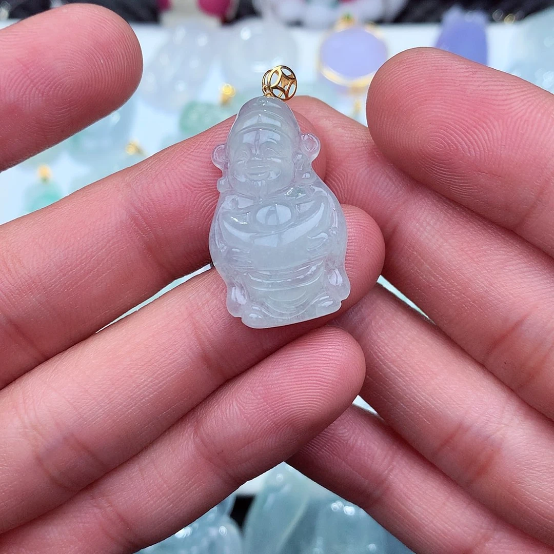 翡翠吊坠(不含链)18K金镶嵌