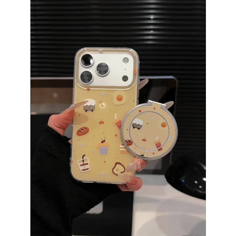 美食牛角包适用于苹果17p机壳16pm双层IMD防摔ins华为p80荣耀小米