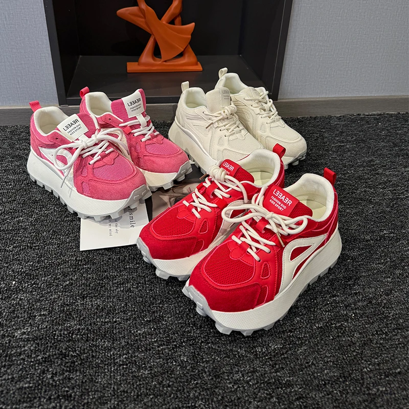 欧货老爹鞋女2025新款秋厚底增高时尚百搭拼色显脚小运动休闲鞋