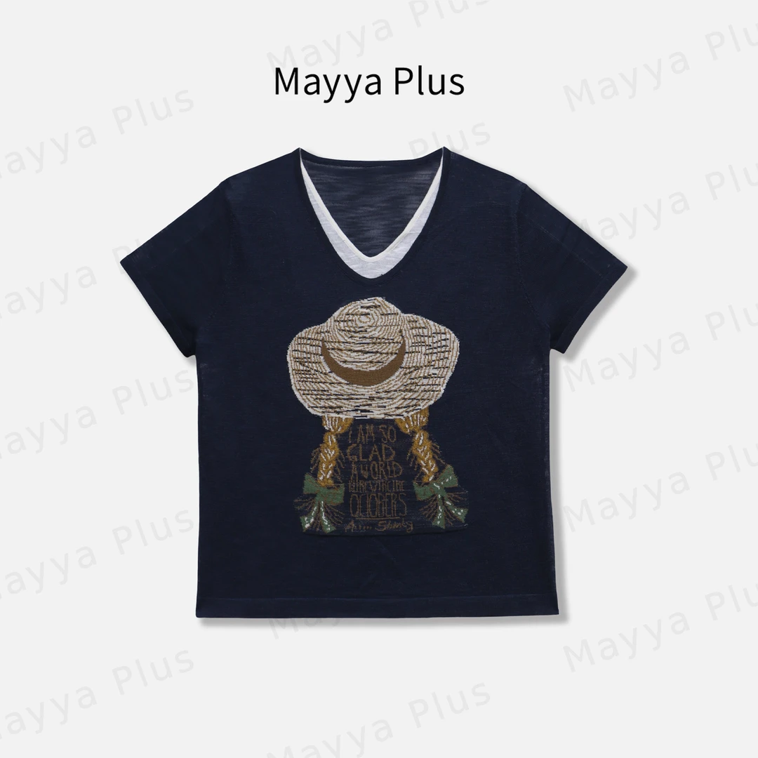 【田园女孩】Mayya Plus麦芽定制小众设计短袖上衣休闲T恤32526908