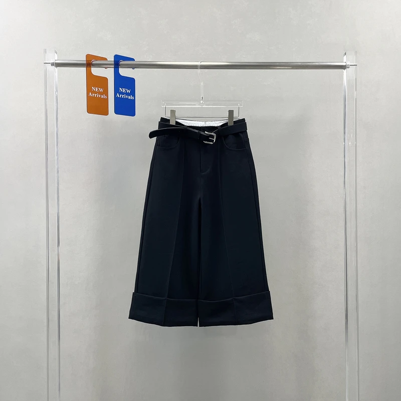 欧货挽边7分裤春装新款今年流行时尚休闲七分裤阔腿裤潮250216