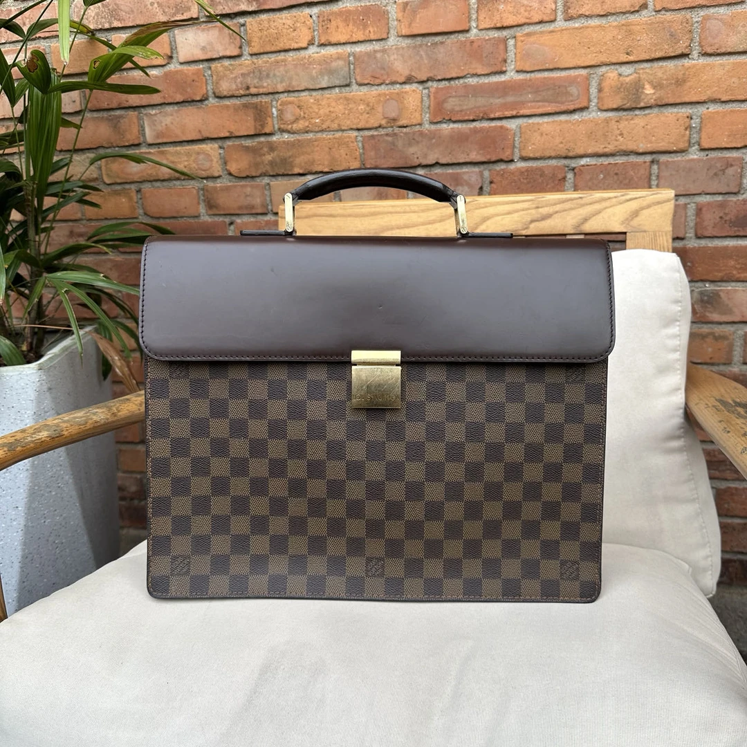 95新 LouisVuitton/路易威登 棕棋盘格手提公文包