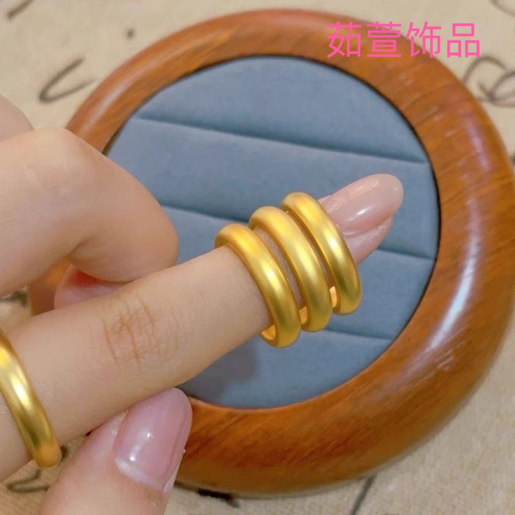 铜合金戒指 《卡4mm亚光闭口素戒》时尚情侣指环百搭饰品简约金色