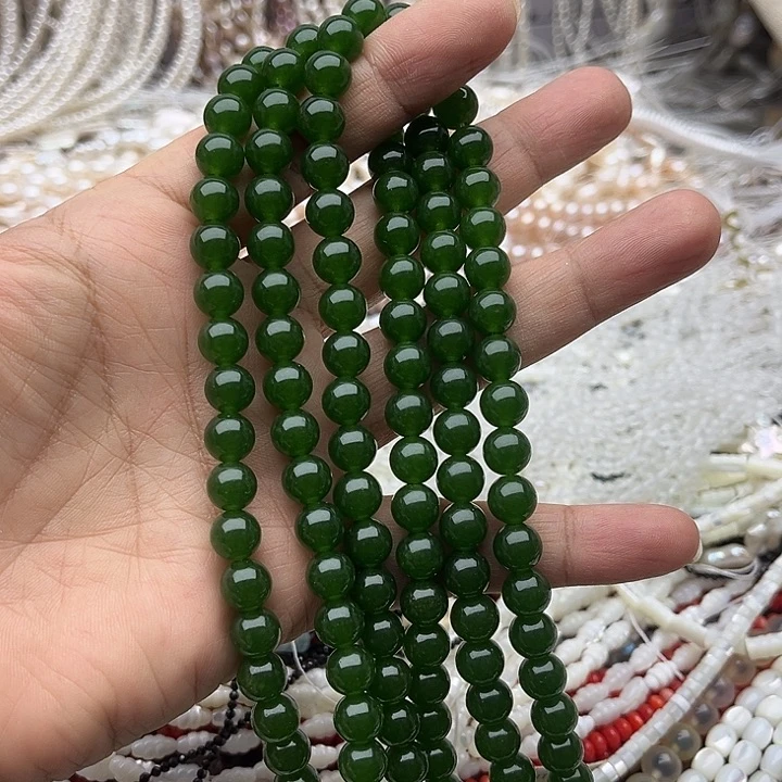 玛瑙/玉髓未镶嵌珠宝半成品一条8mm左右碧玉