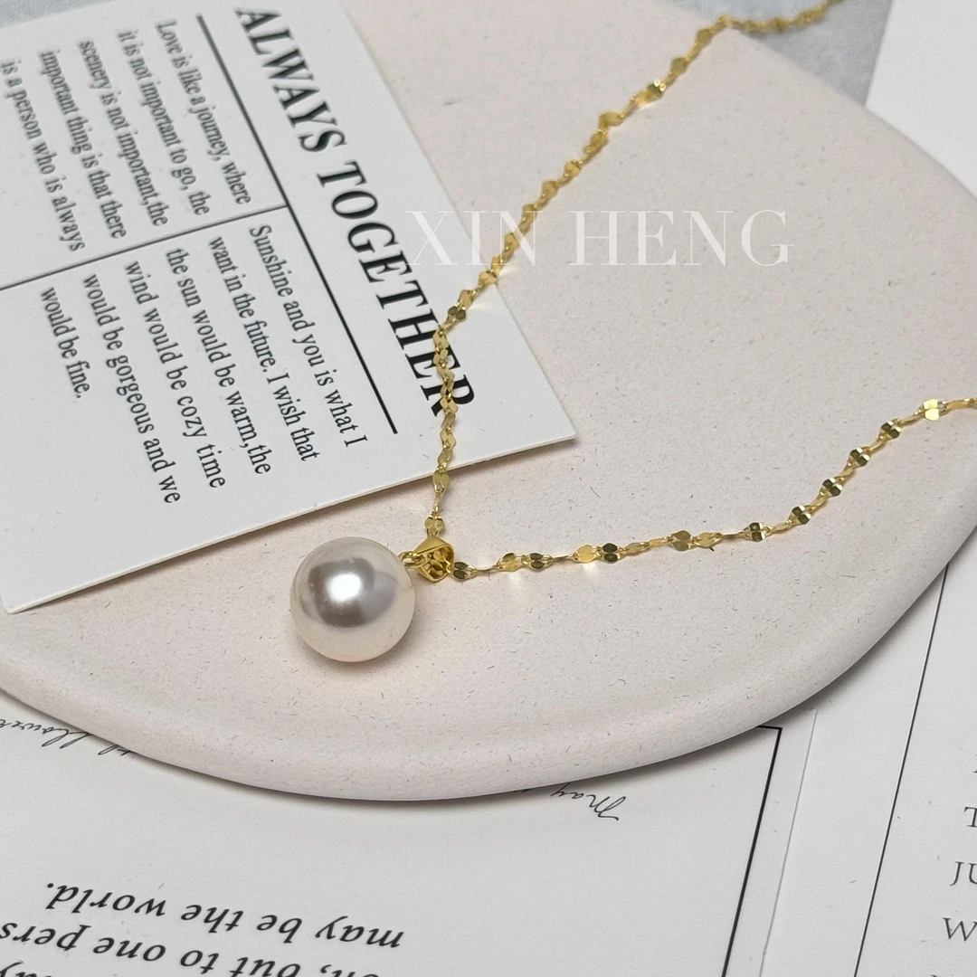 链子925银 时尚爆闪嘴唇链经典珠珠吊坠气质套链百搭女强光无瑕