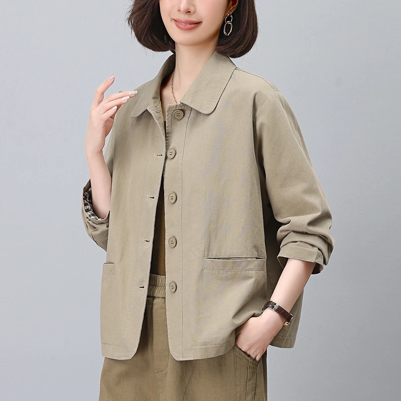 休闲外套女春秋2025新款爆款小个子洋气百搭短款中年妈妈大码外套