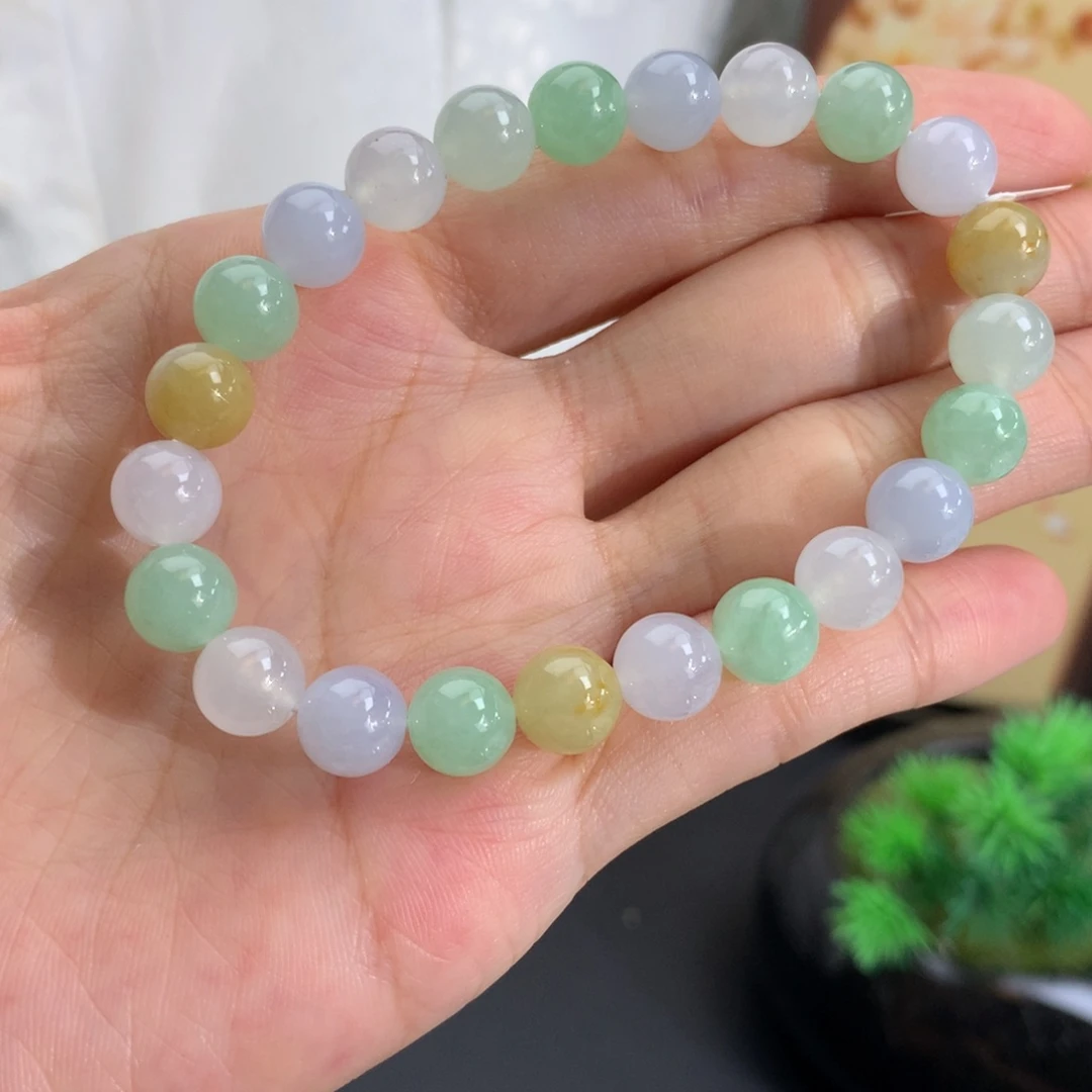 翡翠未镶嵌手串卡8胶润多宝手串