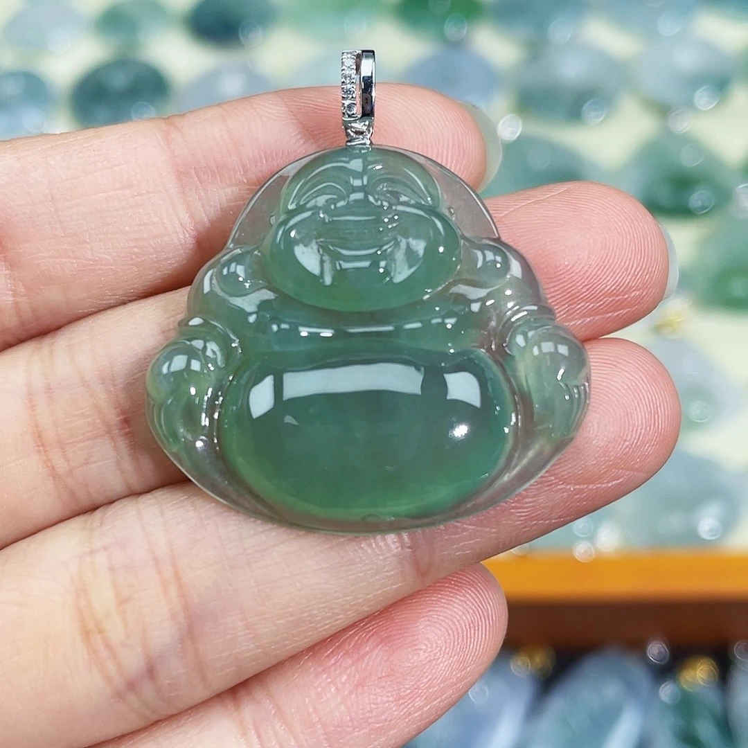 翡翠颈饰18K金镶嵌吊坠