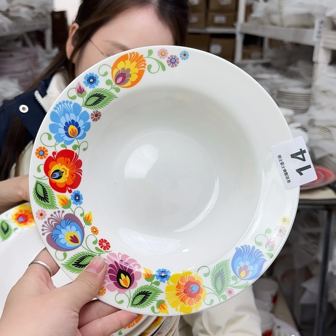 骨瓷8.5英寸汤盘口径22cm一只瑕疵品不忒不还 39米包邮