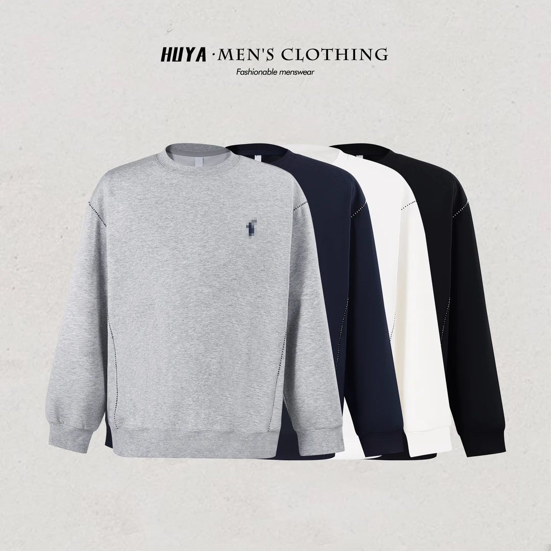 【虎牙兄弟】秋季曼巴棉刺绣长袖户外休闲圆领套头卫衣男士JS5259