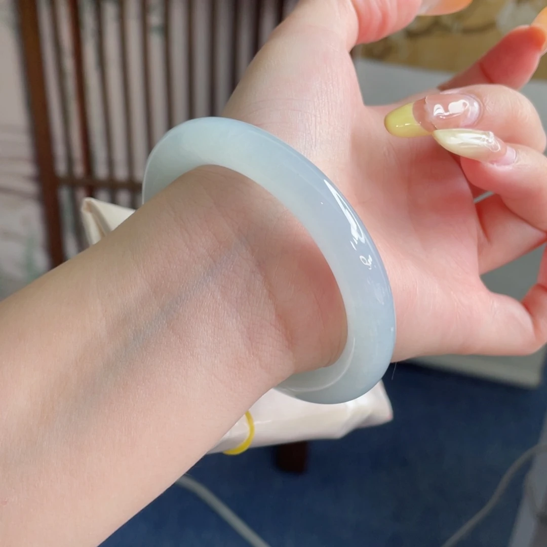 未镶嵌手镯翡翠56.0冰晴水 清透自然泛光感 完美必拍13号