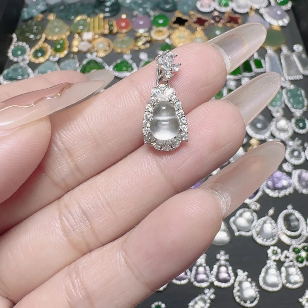 吊坠(不含链)银S925镶嵌翡翠