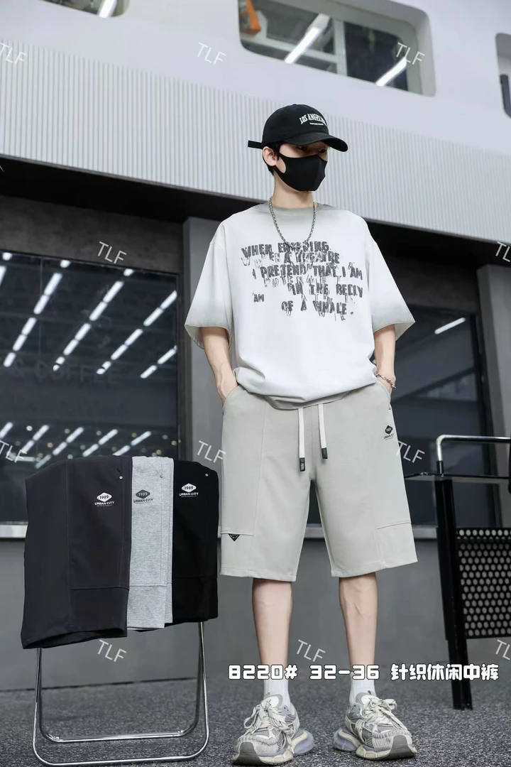 【8220-深灰色】青少年夏季潮牌针织中裤