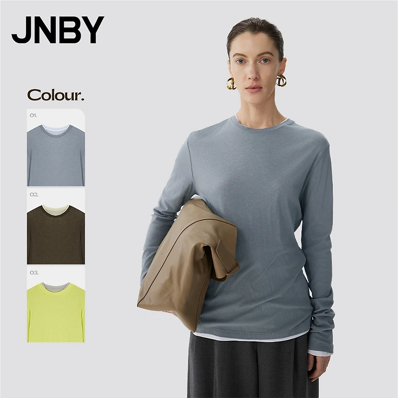 JNBY/江南布衣春秋长袖T恤真两件叠穿圆领直筒型通勤5P1122660