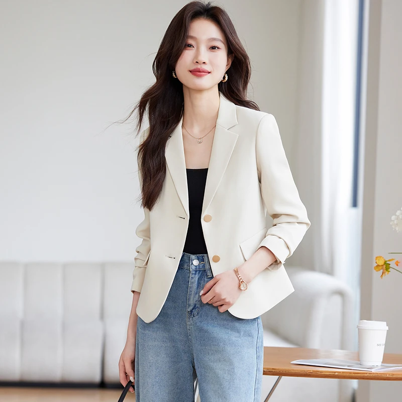 小个子短款西服外套女2025新款春季高级感百搭遮腰显瘦气质上衣女