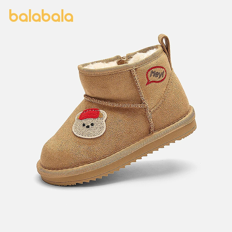 巴拉巴拉童鞋儿童雪地靴男女童短靴加厚加绒2025新冬靴子保暖防滑