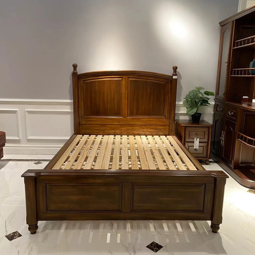 920 美式胡桃木实木大床【1.8*2米】外径1940*2150*1450